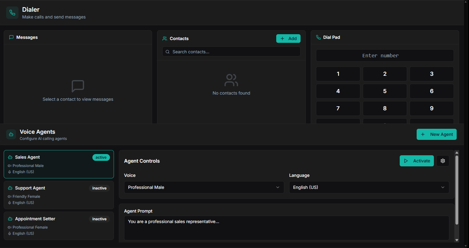 AI Voice Agents Dialer Interface
